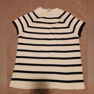 Worthington Black and White Striped Short Sleeve Top
